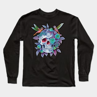 Skull with birds art Long Sleeve T-Shirt